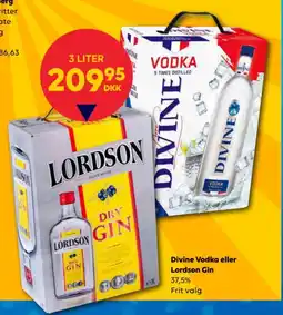 BorderShop Divine Vodka eller Lordson Gin tilbud