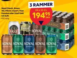 BorderShop Royal Classic, Brown Ale, Pilsner, Export, Faxe Premium eller Giraf Gold tilbud