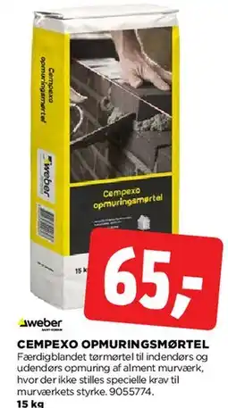 jem & fix Cempexo Opmuringsmørtel tilbud