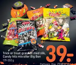 REMA 1000 Trick or treat græskar med slik, Candy hits eller Big Ben tilbud