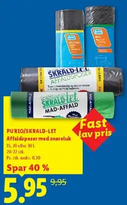 Lidl PURIO / SKRALD-LET Affaldsposer med snøreluk tilbud