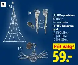 Lidl LED-spindelvæv og LED-halloween pynt tilbud