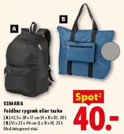 Lidl Foldbar rygsæk eller taske tilbud