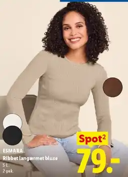 Lidl Ribbet langærmet bluse tilbud