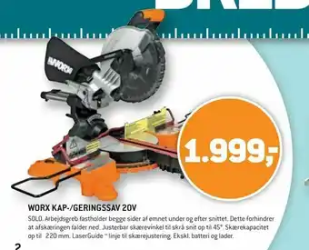 Worx kap-/geringssav 20v