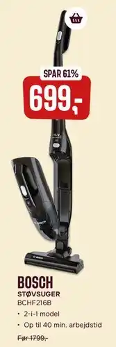 Skousen Bosch støvsuger BCH2F16B tilbud