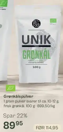 Helsam UNIK Grønkål pulver tilbud