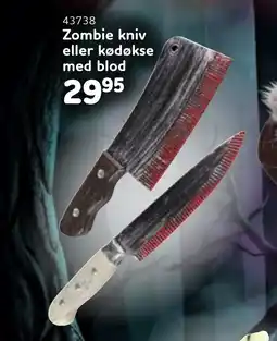 Buddy Leg Zombie kniv eller kødøkse med blod tilbud