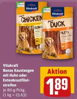 REWE DE Vitakraft Bonas Kauastangen mit Huhn oder Entenbrustfiletstreifen tilbud