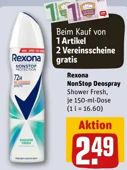 REWE DE Rexona NonStop Deospray Shower Fresh tilbud
