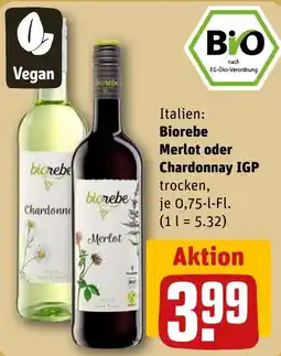 REWE DE Biorebe Merlot oder Chardonnay IGP tilbud