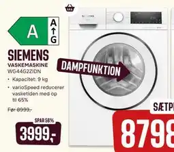 Skousen SIEMENS VASKEMASKINE WG44G2ZIDN tilbud