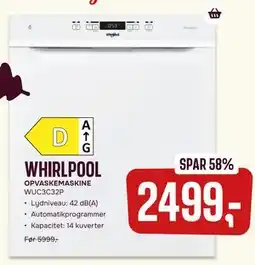 Skousen WHIRLPOOL OPVASKEMASKINE WUC3C32P tilbud