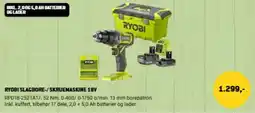 XL-BYG Ryobi slagbore-/skruemaskine 18v tilbud