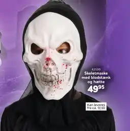 Buddy Leg Skeletmaske med blodstænk og hætte tilbud