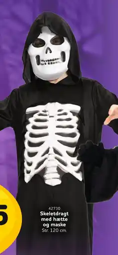 Buddy Leg Skeletdragt med hætte og maske Str. tilbud