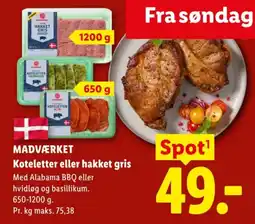 Lidl Madværket koteletter eller hakket gris tilbud