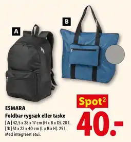 Lidl Esmara foldbar rygsæk eller taske tilbud