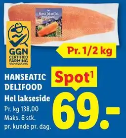 Lidl HANSEATIC DELIFOOD Hel lakseside tilbud