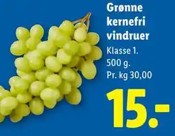 Lidl Grønne kernefri vindruer tilbud