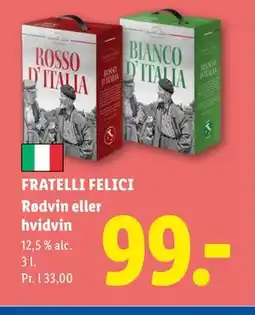 Lidl FRATELLI FELICI Rødvin eller hvidvin tilbud