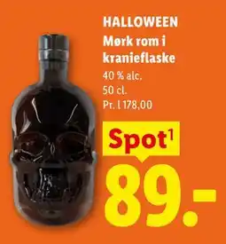 Lidl HALLOWEEN Mørk rom i kranieflaske tilbud