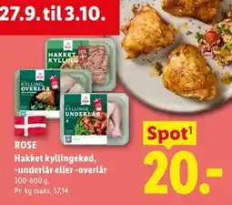 Lidl ROSE Hakket kyllingekød, -underlår eller -overlår tilbud