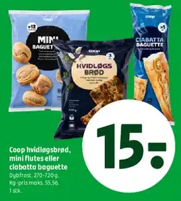 Coop 365 Coop hvidløgsbrød / mini flutes / ciabatta baguette tilbud
