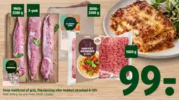 Coop 365 Coop - udvalg af kød (mørbrad, flæskesteg, hakket oksekød) tilbud