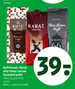 Coop 365 Kaffehuset, Karat eller Peter Larsen formalet kaffe tilbud