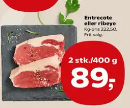 Kvickly Entrecote eller ribeye (2 stk./400 g) tilbud