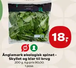 Kvickly Änglamark økologisk spinat - Skyllet og klar til brug tilbud