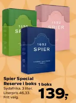 Kvickly Spier Special Reserve i boks tilbud