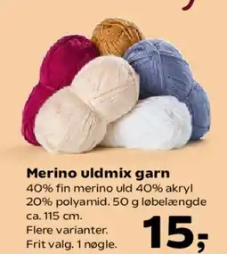Kvickly Merino uldmix garn tilbud
