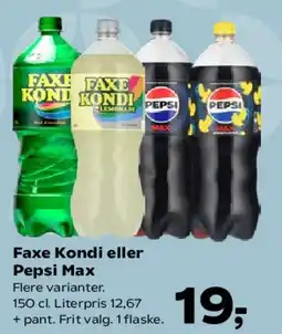Kvickly Faxe Kondi eller Pepsi Max tilbud