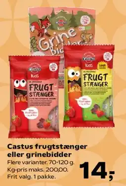 Kvickly Castus frugtstænger eller grinebider tilbud