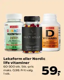Kvickly Lekaform eller Nordic Life vitaminer tilbud