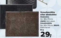 Kvickly Smudsmåtte eller skobakke tilbud