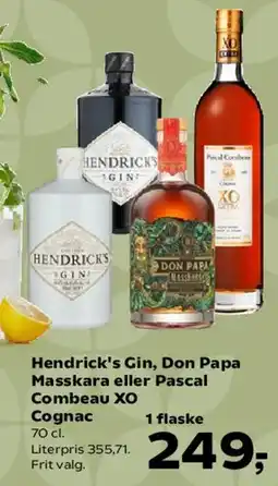 Kvickly Hendrick's Gin, Don Papa Masskara eller Pascal Combeau XO Cognac tilbud