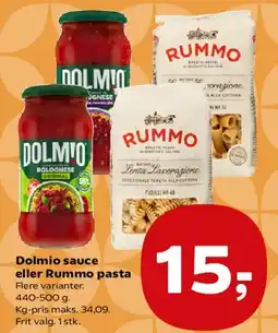 Kvickly Dolmio sauce eller Rummo pasta tilbud