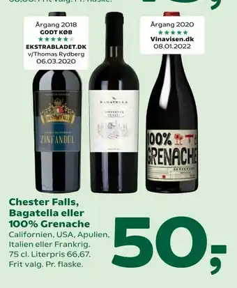 Coop 365 Chester Falls, Bagatella eller 100% Grenache tilbud