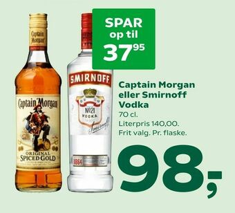 Coop 365 Captain Morgan eller Smirnoff Vodka tilbud