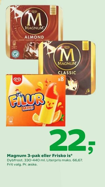 Coop 365 Magnum 3-pak eller Frisko is tilbud
