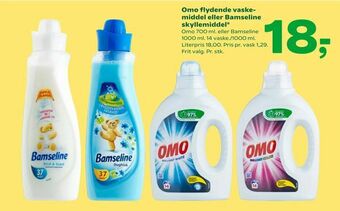 Coop 365 Omo flydende vaske middel eller Bamseline skyllemiddel tilbud