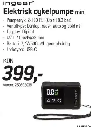 Elektrisk cykelpumpe mini