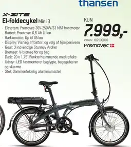 Thansen X-ZITE El-foldecykel Mini 3 tilbud