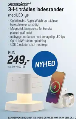 Thansen mobiline+ 3-i-1 trådløs ladestander med LED lys tilbud