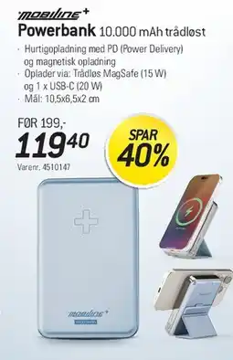 Thansen mobiline+ Powerbank 10.000 mAh (m/trådløst) tilbud