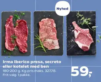 Irma Iberico presa, secreto eller kotelet med ben