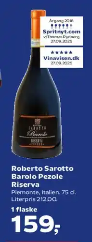Kvickly Roberto Sarotto Barolo Rezole Riserva tilbud